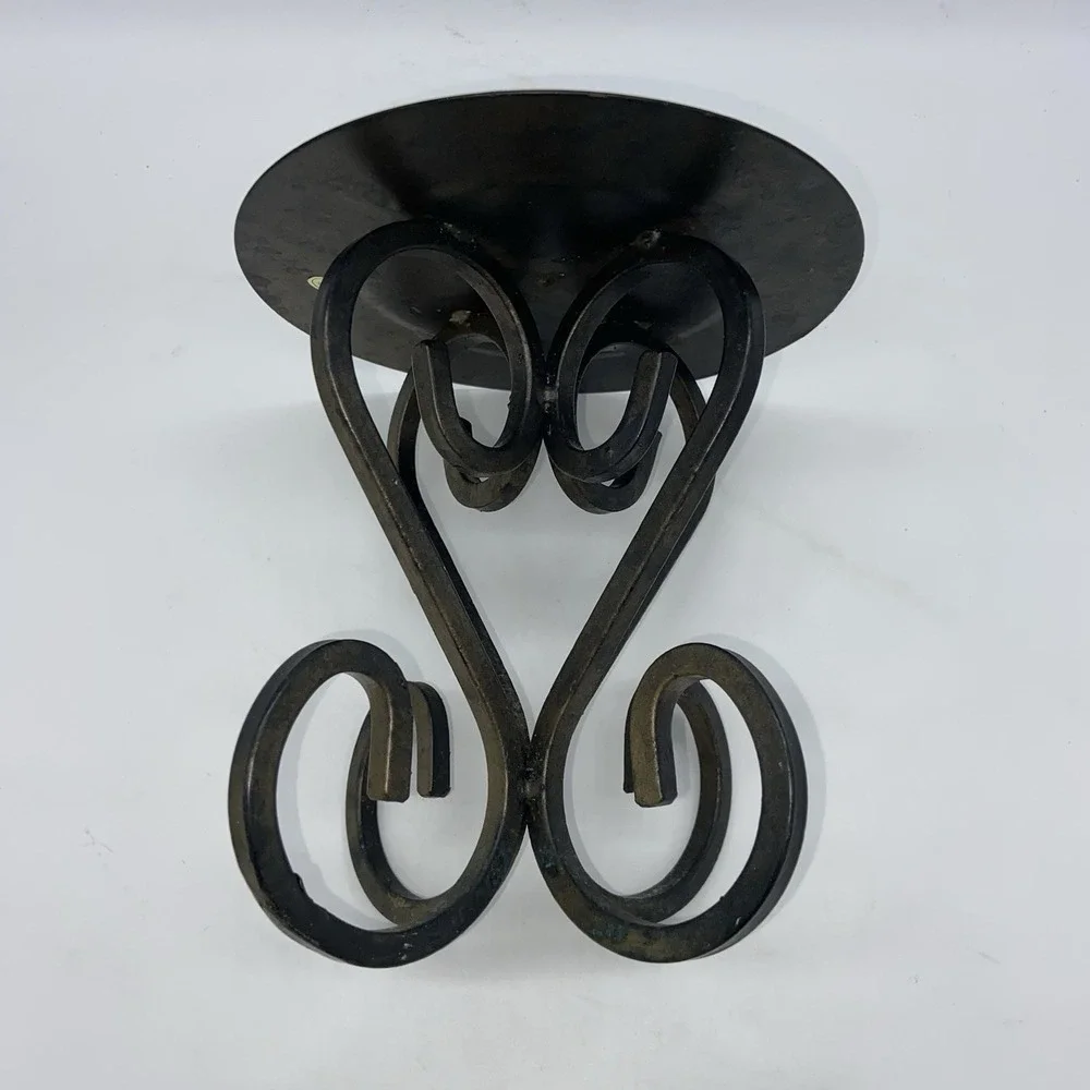 Black Wrought Iron Scroll Candle Holder Pedestal Stand‎ Metal Display Riser 6